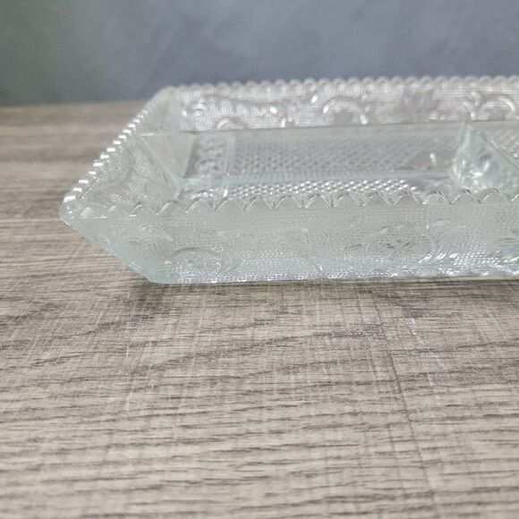 Cut Glass Clear Divided‎ Compartment Serving Tray - Picture 2 of 10